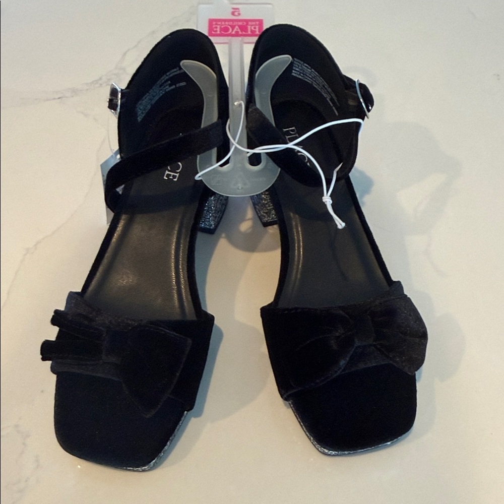The Children's Place Black Velvet Bow Dress Shoes for Kids